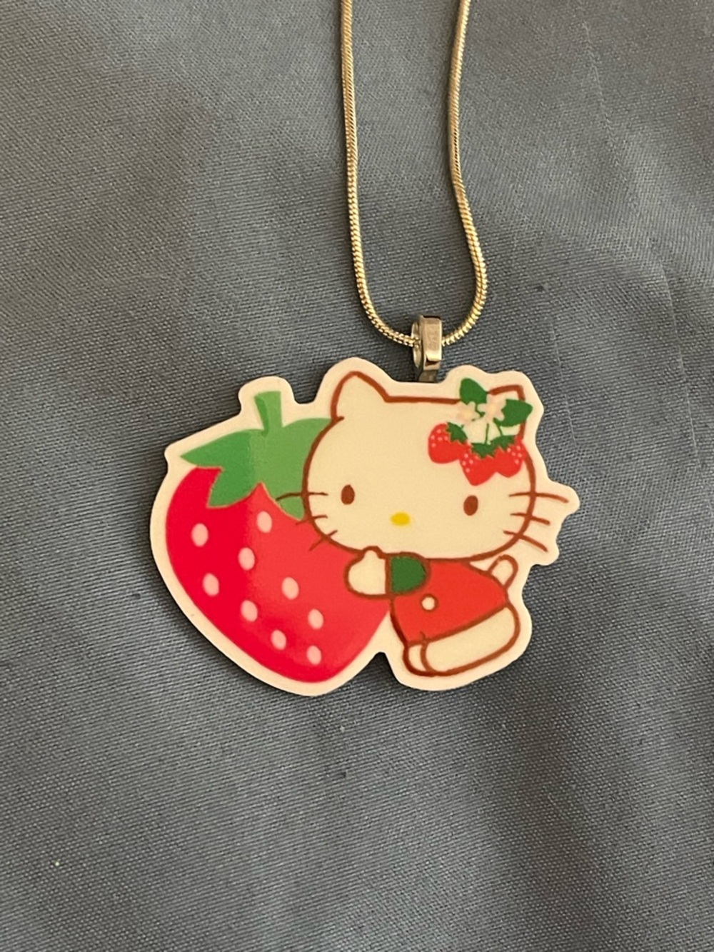 Sanrio Hello Kitty Strawberry Pendant Necklace - Red/Green/White